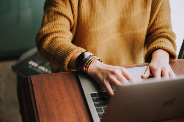 Young woman working on a laptop